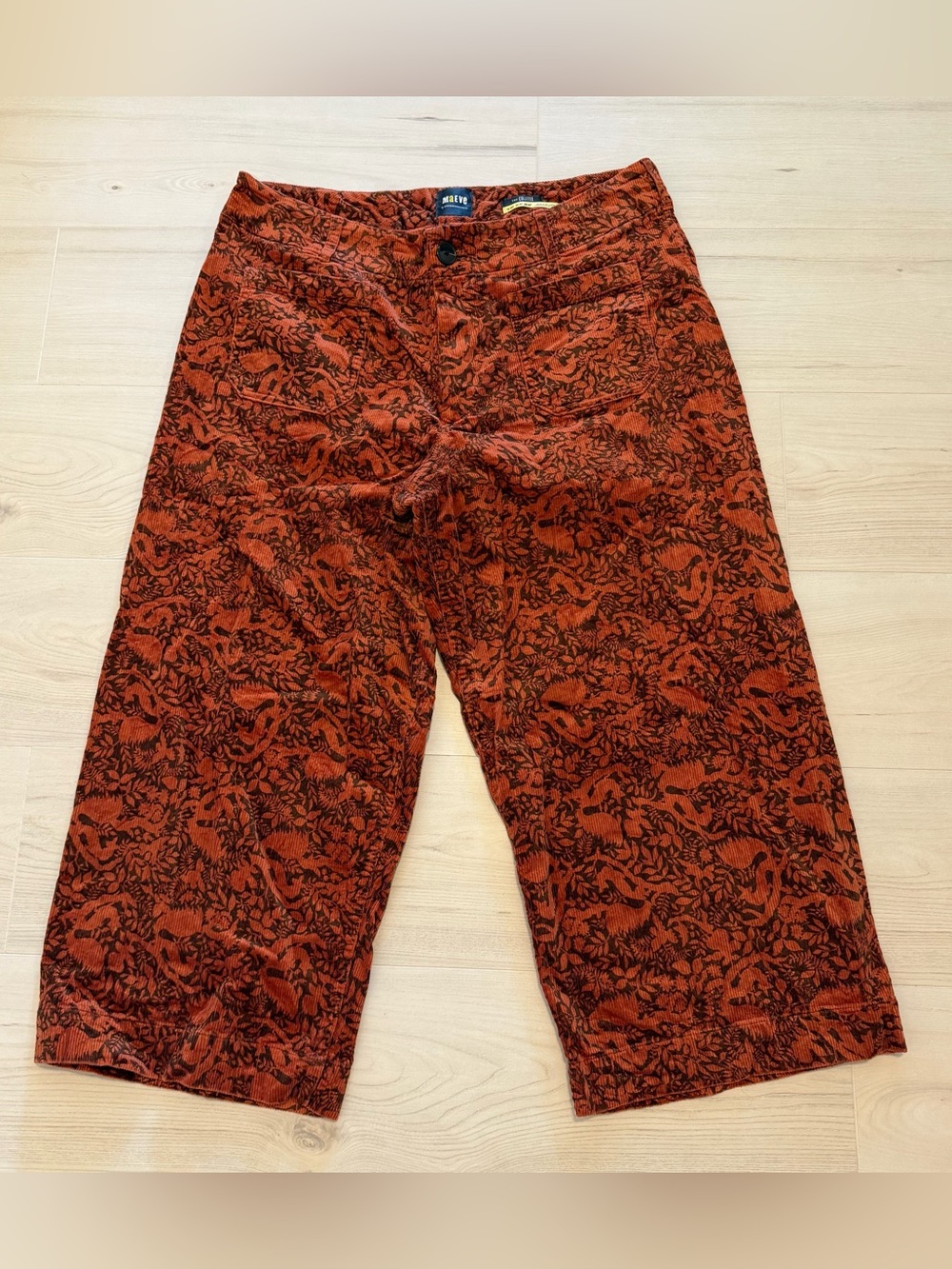 Maeve Anthropologie Orange Floral-Print Women’s ‘The Colette’ Cropped Pants